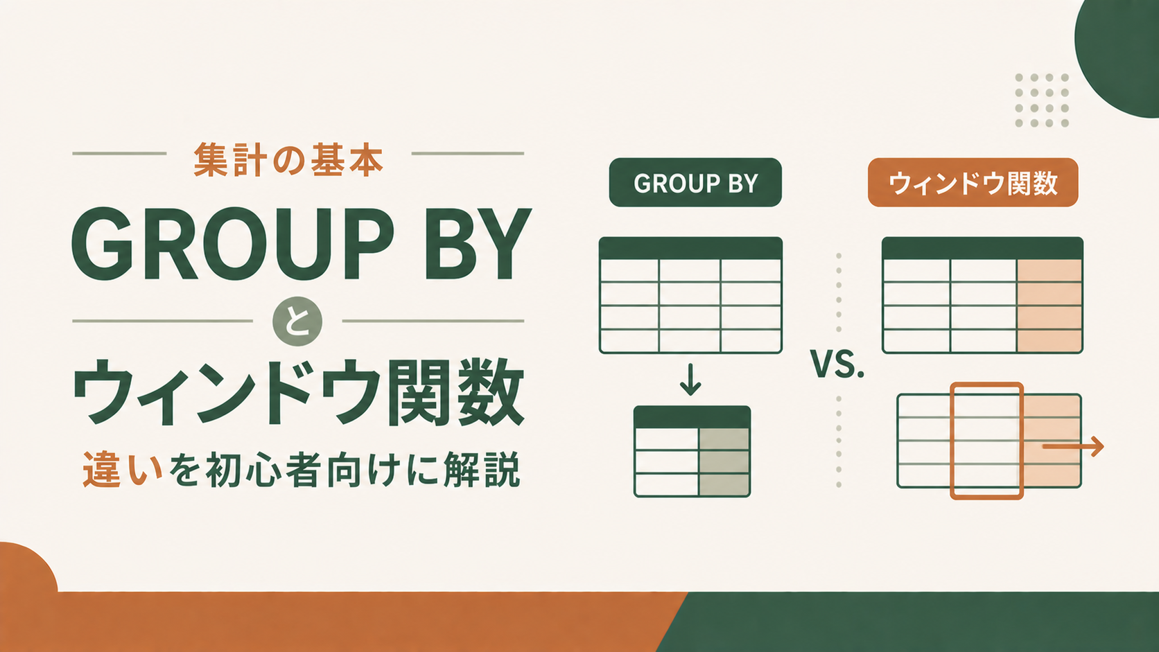 SnowflakeのGROUP BYとウィンドウ関数の違い|集計の基本を初心者向けに解説